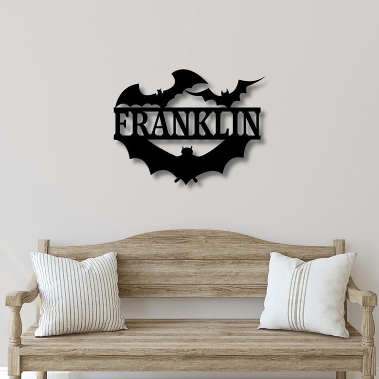 Personalized Bat Metal Sign