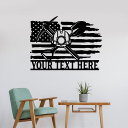 Personalized US Flag Coal Miner Metal Wall Art, Custom Miner Name Sign