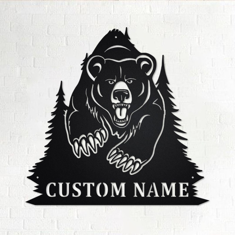 Custom Bear Metal Wall Art, Personalized Bear Name Sign Decoration For Room, Bear Home Decor, Custom Bear, Bear Lover Gift, Bear