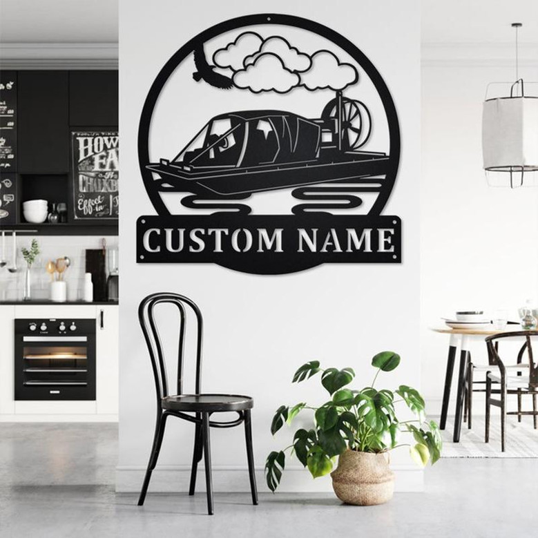 Custom Hovercraft Speed Boat Metal Wall Art, Personalized Hovercraft Speed Boat Name Sign Decoration For Room, Speed Boat Metal Home Decor