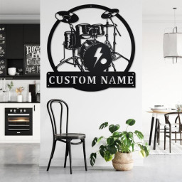 Custom Drummer Musical instrument Metal Wall Art, Personalized Drummer Name Sign Decoration For Room, Drummer Home Decor, Custom Drummer