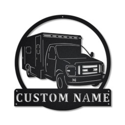 Personalized Ambulance Driver Metal Sign Art | Custom Ambulance Driver Monogram Metal Sign | Driver Gifts