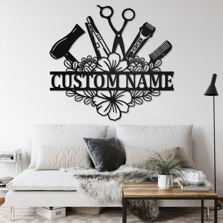 Custom Hair Stylist Metal Wall Art, Personalized Hair Stylist Name Sign Decoration For Room, Hair Stylist Metal Home Decor, Hair Stylist