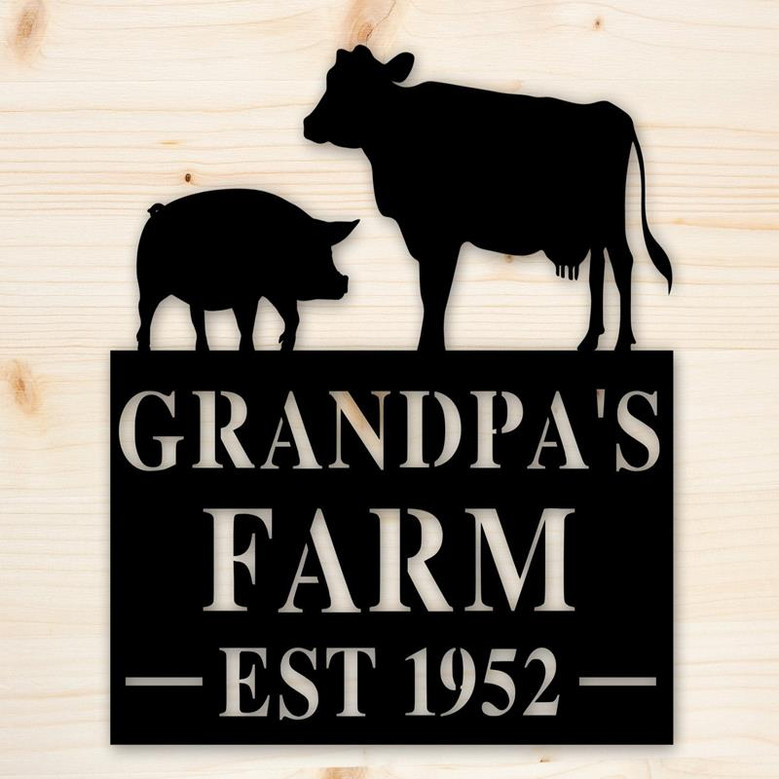 Cow Farm Sign Cow Sign Personalized Farm Sign Barn Sign Ranch Sign Farmhouse Decor Farmhouse Sign Cow And Pig Sign Pig Sign Sign