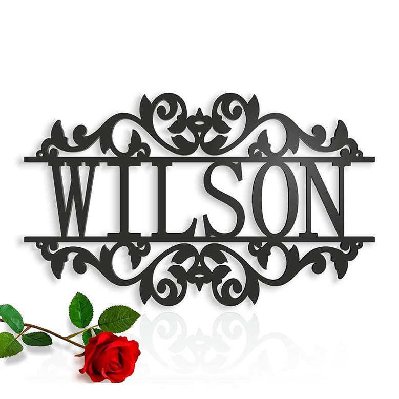 Personalized Any Name Laser Cut Acrylic Metal Sign Outdoor Wall Hanging Family Last Name Signs Monogram Garden Front Door
