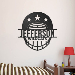 All-Star Football Helmet Wall Art With Custom Name, Team Name, Personalized Metal Football Sign