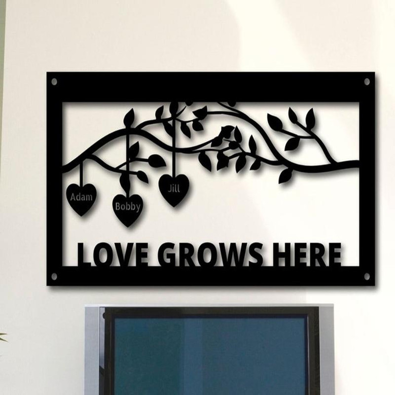 Hanging Heart Personalized Family Name Sign, Gift for Grandma, Custom Gift for Mom, Gift From Kids, Gift for Parents, Hanging Hearts Names