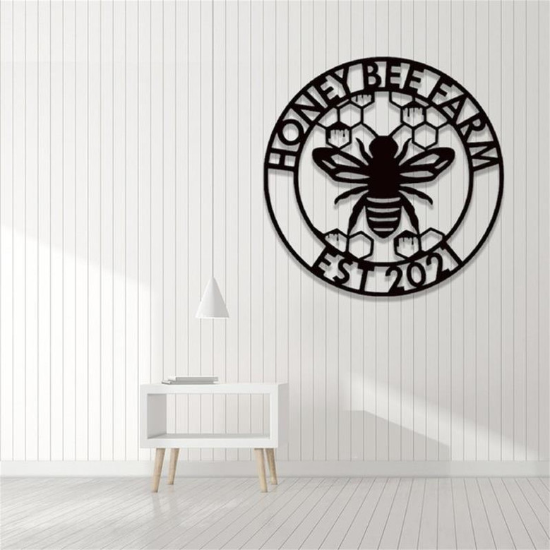 Custom Bee Metal Sign,Honey Bee Metal Wall Art,Personalized Beekeeper Name Sign,Bee Farm Decor,Bee Keeper's Gift