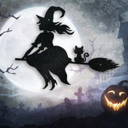 Halloween Flying Witch Metal Sign, Haunted House Sign, Scary Sign, Spooky Sign