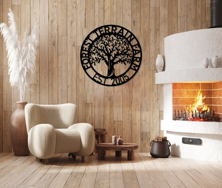 Custom Life of Tree Metal Wall Sign, Personalized Name Sign, Custom Name Monogram Tree for Family