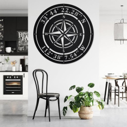 Custom Compass Rose Metal Sign - Custom Coordinates - Nautical Address Wall Art - Custom Compass Nautical Address Decoration For Home