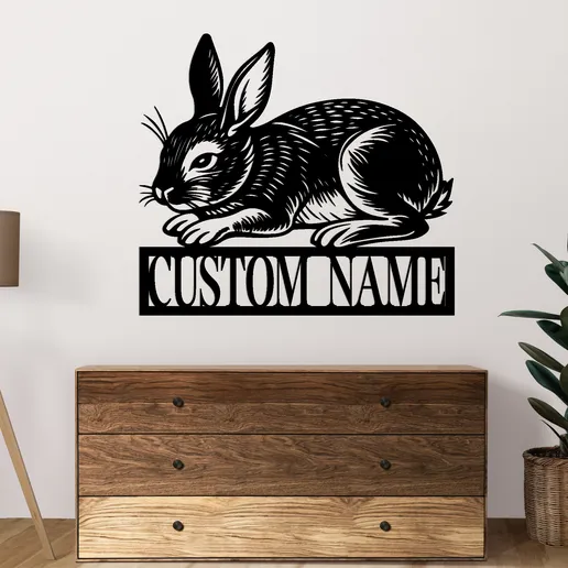 Rabbit Name Metal Sign