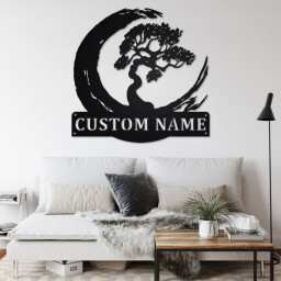 Custom Bonsai Tree Metal Wall Art, Personalized Bonsai Tree Name Sign Decoration For Room, Bonsai Tree Metal Home Decor, Custom Bonsai Tree