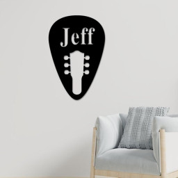 Guitar pick Sign, Personalized Guitar pick, Metal Guitar pick, Music Decor, Music Sign, Music Room Decor, Musical Note Sign, Metal Sign