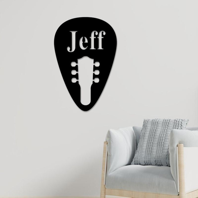 Guitar pick Sign, Personalized Guitar pick, Metal Guitar pick, Music Decor, Music Sign, Music Room Decor, Musical Note Sign, Metal Sign