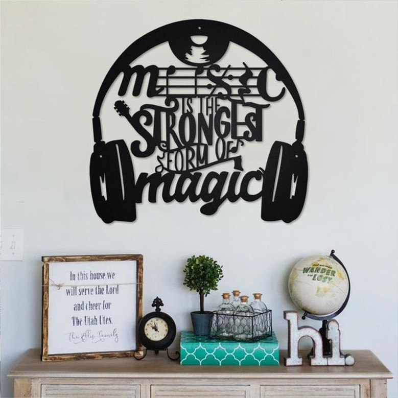 Custom Music Headphone Metal Wall Art, Personalized Music Headphone Name Sign Decoration For Room, Music Home Decor, Custom Music Headphone
