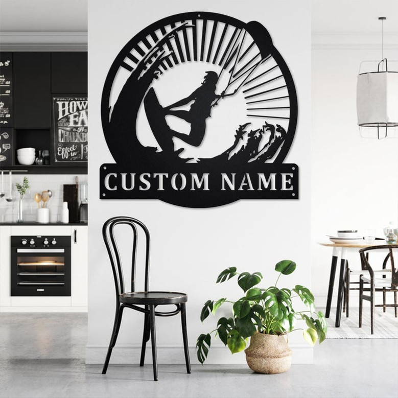 Custom Kiteboarding Metal Wall Art, Personalized Kiteboarding Name Sign Decoration For Room, Kiteboarding Metal Home Decor, Kiteboarding