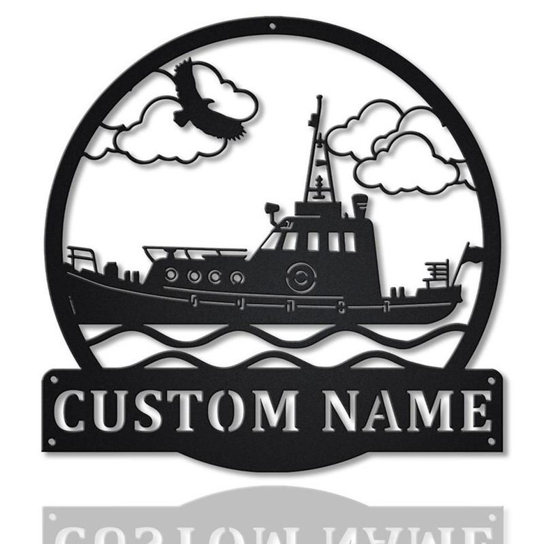 Personalized Tugboat Monogram Metal Sign Art | Custom Tugboat Metal Sign | Tugboat Gifts Funny | Ship Gift | Tugboat Custom