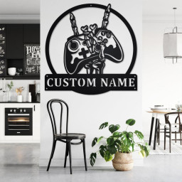 Custom Gamer Skeleton Metal Wall Art, Personalized Gamer Name Sign Decoration For Room, Gamer Home Decor, Custom Gamer Skeleton, Gamer Lover