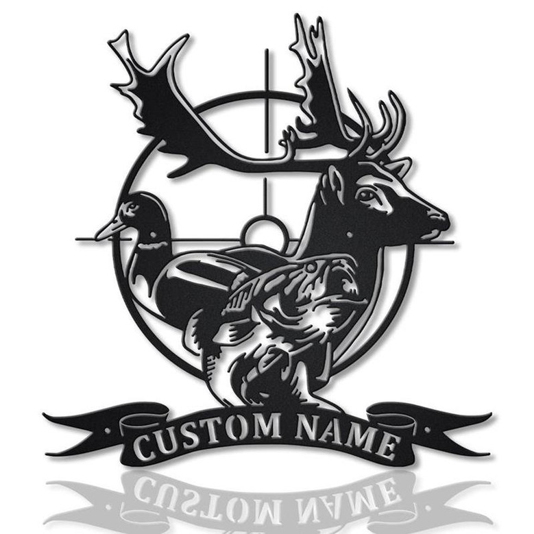 Personalized Deer Duck Fish Hunting Metal Sign Art | Metal Wall Art | Hunting Camp Sign | Hunting Housewarming Outdoor Metal Sign