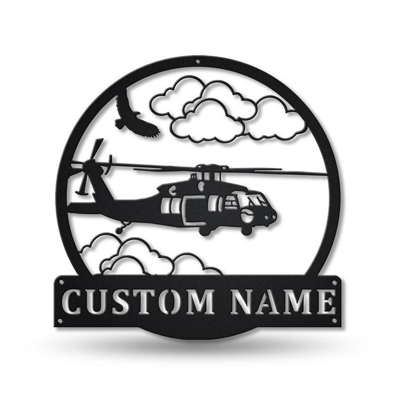 Personalized Helicopter Machine Monogram Metal Sign Art , Custom Helicopter Metal Sign, Helicopter Lover Sign Decoration For Living Room