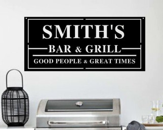 Personalized Pool & Patio Sign-Backyard Bar and Grill-Pool Deck Last Name Sign-Custom Family Name Sign-Modern Farmhouse Wall Art-Relax Enjoy