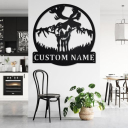 Custom Moose Metal Wall Art, Personalized Moose Hunter Name Sign Decoration For Room, Moose Metal Home Decor, Custom Moose