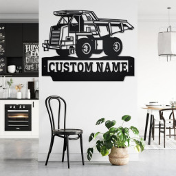 Custom Mining Truck Metal Wall Art, Personalized Mining Truck Name Sign Decoration For Room, Mining Metal Home Decor, Custom Mining Truck