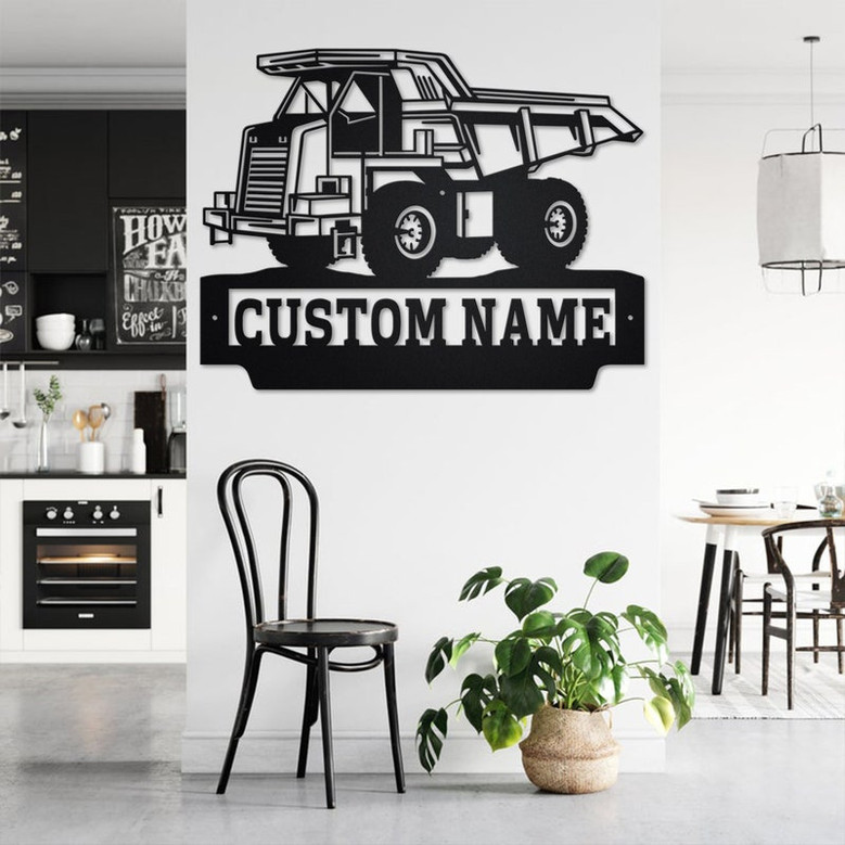 Custom Mining Truck Metal Wall Art, Personalized Mining Truck Name Sign Decoration For Room, Mining Metal Home Decor, Custom Mining Truck