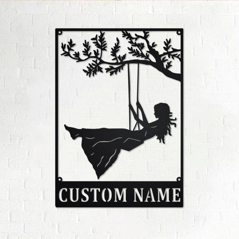Custom Girl On A Swing Metal Wall Art, Personalized Girls Name Sign Decoration For Room, Girl On A Swing Home Decor, Custom Girls Swing