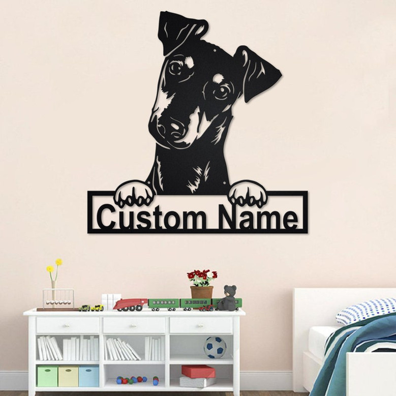 Custom Manchester Terrier Dog Metal Wall Art, Personalized Manchester Terrier Name Sign Decoration For Room, Manchester Terrier Home Decor