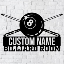 Personalized Billiards Metal Art Sign, Custom Billiards Sign