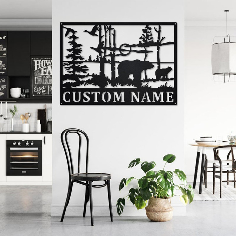 Custom Bear Wildlife Metal Wall Art, Personalized Bear Name Sign Decoration For Room, Bear Home Decor, Custom Bear, Bear Metal Wall Decor