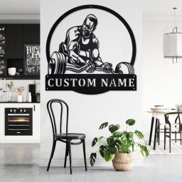 Custom Powerlifting Man Metal Wall Art, Personalized Powerlifting Name Sign Decoration For Room, Powerlifting Metal Home Decor, Powerlifting