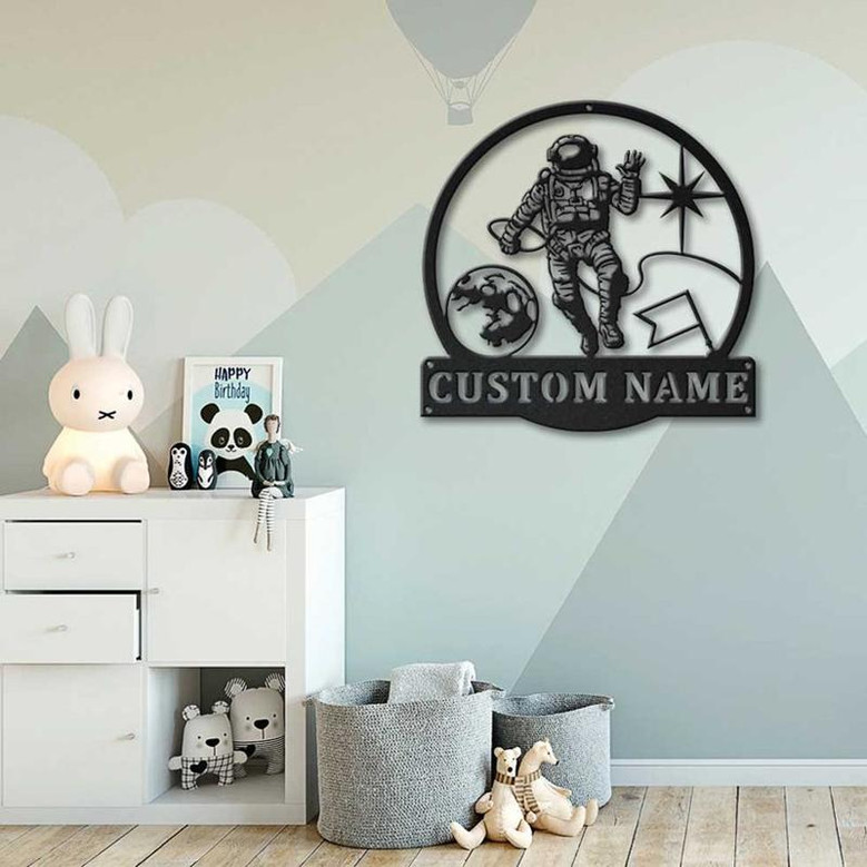 Personalized Astronaut Monogram Metal Sign Art , Custom Astronaut Metal Sign, Astronaut Lover Sign Decoration For Living Room