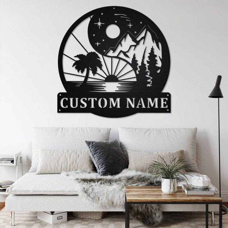 Custom Yin Yang Sun and Moon Metal Wall Art, Personalized Sun and Moon Name Sign Decoration For Room, Sun and Moon Home Decor, Sun and Moon