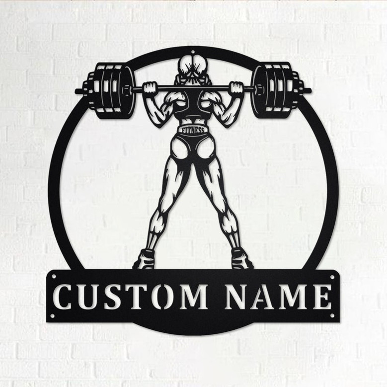 Custom Powerlifting Girl Metal Wall Art, Personalized Powerlifting Name Sign Decoration For Room, Powerlifting Metal Home Decor,Powerlifting