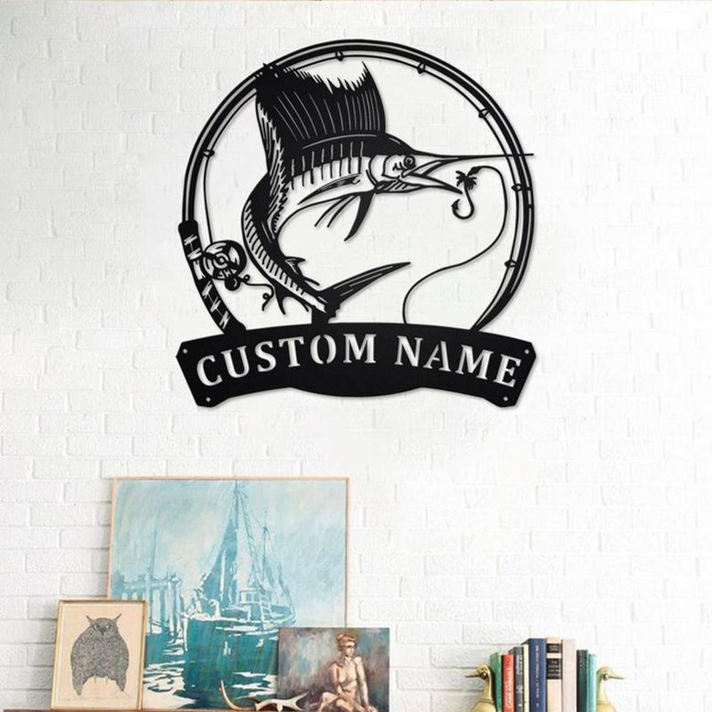 Personalized Sailfish Fish Metal Sign | Fishing Metal Wall Art | Fishing Metal wall Decor | Fishing Lover | Custom Fishing | Fishman