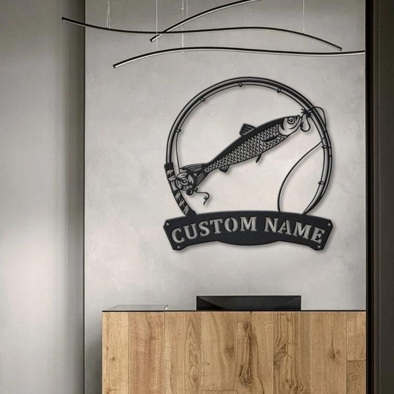Personalized Herring Fishing Fish Pole Metal Sign Art | Custom Herring Fishing Metal Sign | Fishing Gift | Decor Decoration