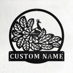 Custom Peacock Metal Wall Art, Personalized Peacock Name Sign Decoration For Room, Peacock Metal Home Decor, Custom Peacock Animals Metal Sign