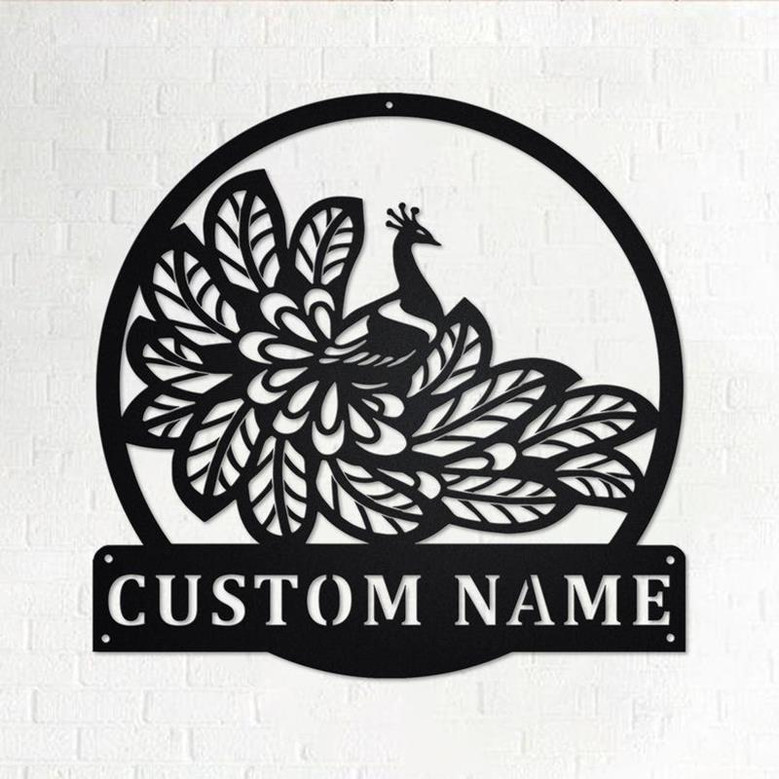 Custom Peacock Metal Wall Art, Personalized Peacock Name Sign Decoration For Room, Peacock Metal Home Decor, Custom Peacock Animals Metal Sign