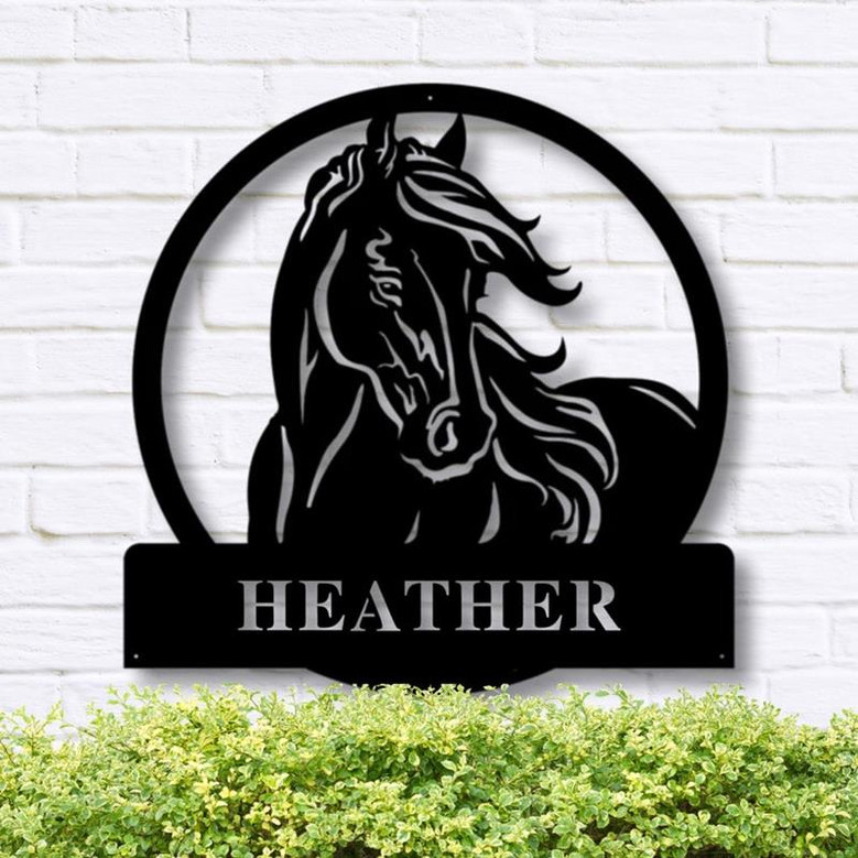 Custom Horse Metal Sign, Farmhouse Decor, Outdoor Decor, Personalized Metal Horse Sign