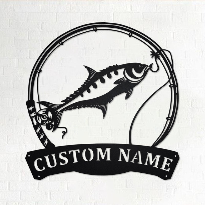 Custom Queen Fishing Metal Wall Art, Personalized Queen Fish Name Sign Decoration For Room, Queen Fishing Metal Home Decor,Custom Queen Fish