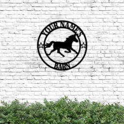 Custom Horse Barn Cut Metal Sign Horse Ranch Metal Wall Art Horse Farm Metal Sign Outdoor Family Name Metal Ranch Sign Barn And Horse