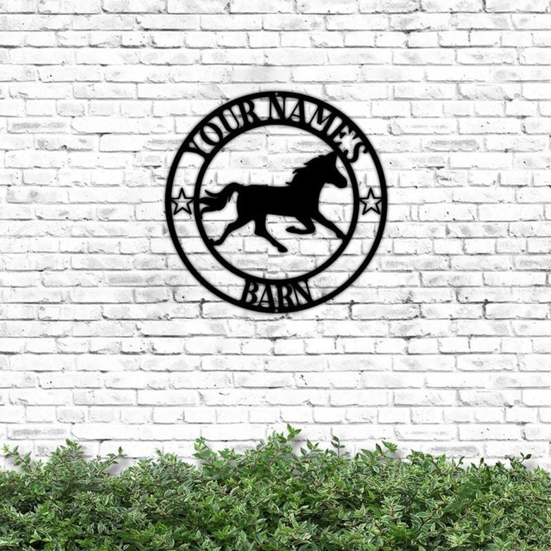 Custom Horse Barn Cut Metal Sign Horse Ranch Metal Wall Art Horse Farm Metal Sign Outdoor Family Name Metal Ranch Sign Barn And Horse