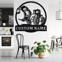 Custom Wheel Loader With Log Fork Metal Wall Art, Personalized Logger Name Sign Decoration For Room, Logging Metal Home Decor, Custom Logger