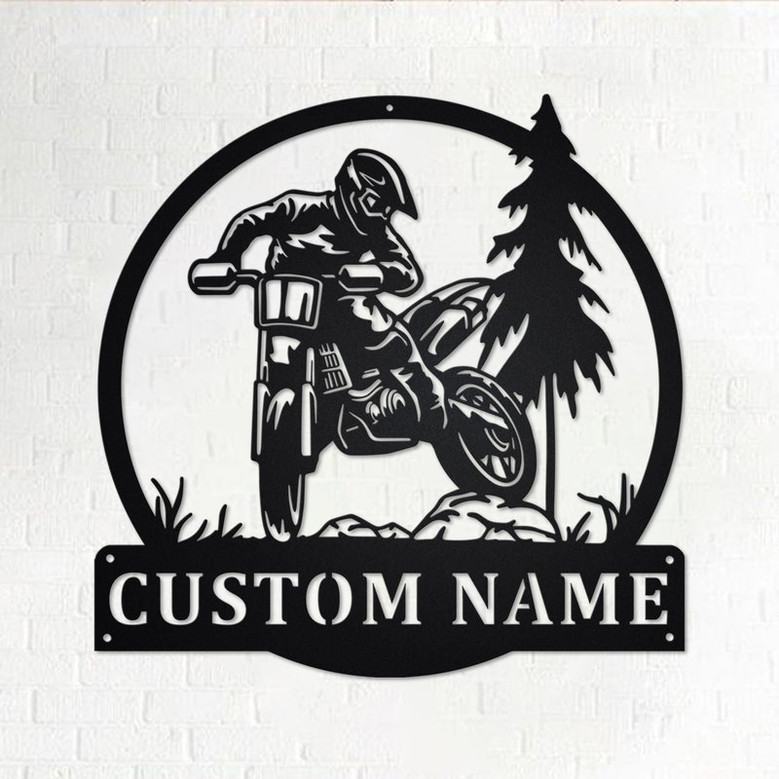 Custom Motocross Rider Metal Wall Art, Personalized Biker Name Sign Decoration For Room, Motorcycle Metal Home Decor, Custom Motocross Rider