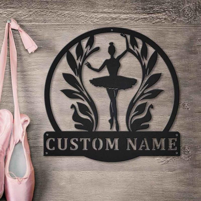 Personalized Ballet Dance Monogram Metal Sign Art | Custom Ballet Dance Metal Sign