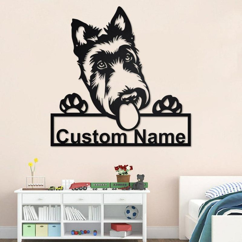 Custom Scottish Terrier Dog Metal Wall Art, Personalized Scottish Terrier Dog Name Sign Decoration For Room, Scottish Terrier Dog Home Decor