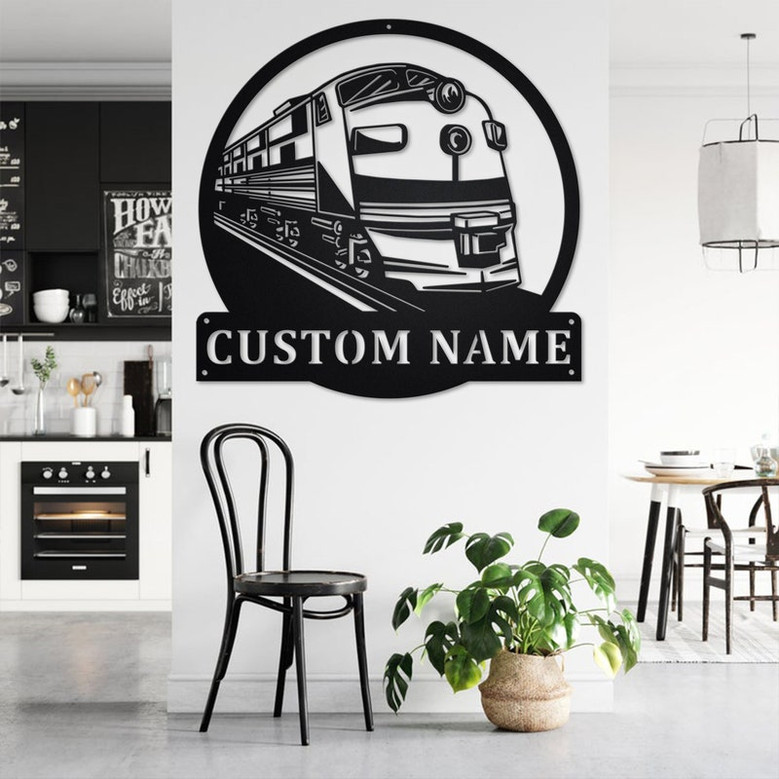 Custom Locomotive Metal Wall Art,Personalized Locomotive Name Sign Decoration For Room, Locomotive Metal Home Decor, Custom Locomotive